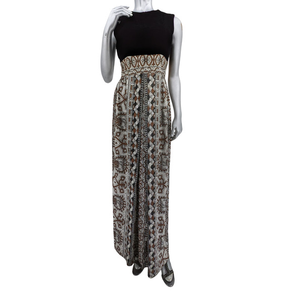 Fantastic Vintage 1960s LUREX HOSTESS DRESS Velvet Bodice Sparkly Mod Maxi Skirt - Picture 1 of 9
